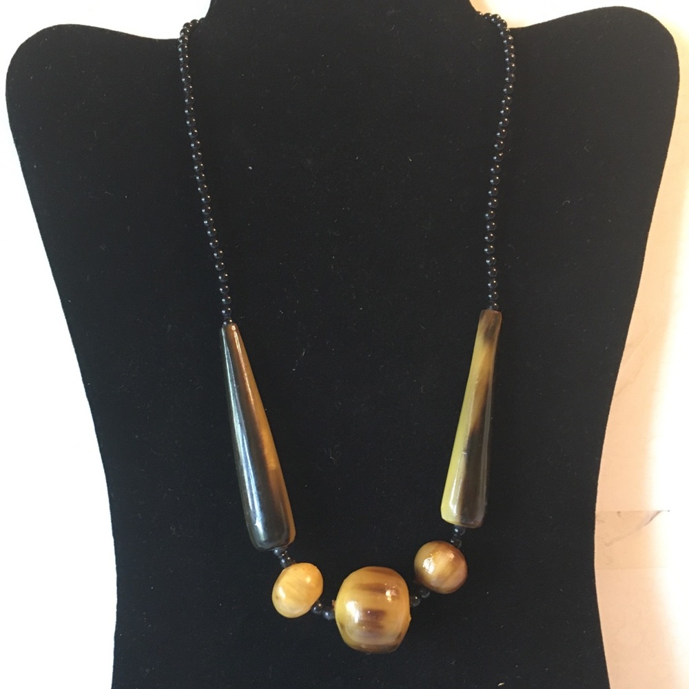 Large black and brown beaded necklace